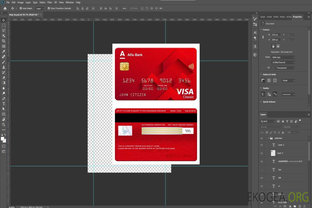 Carte classique visa banque Alfa Russie template Carte classique visa banque Alfa Russie template
